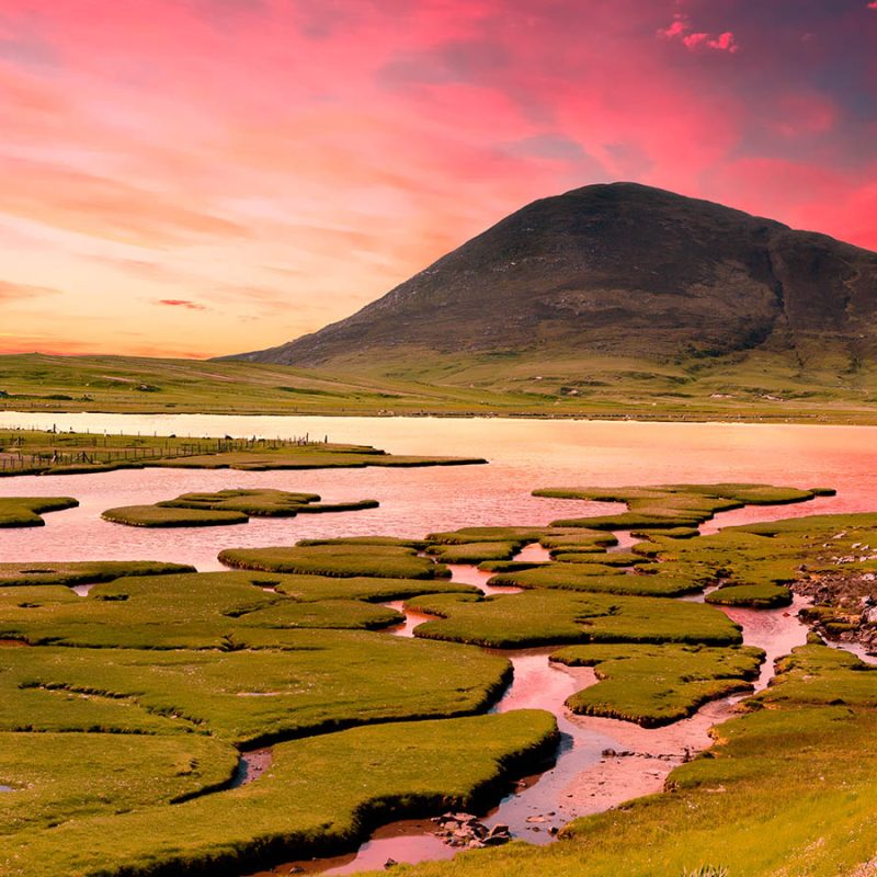 Ceapabhal Hill on the Isle of Harris at sunset